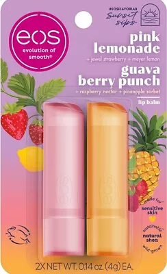 EOS Evolution Of Smooth LIP BALMS - Pink Lemonade & Guava Berry Punch - 2 Pack • $9.99