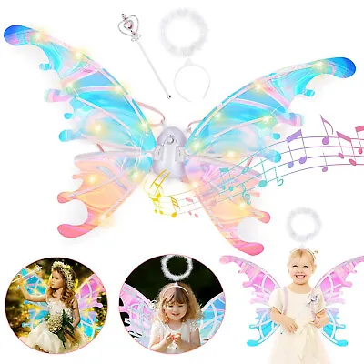 Glowing Butterfly Wings Fairy Costume Angel Wings For Girls Fancy Dress-up Gift • £18.99