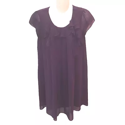 C Luce Womens Size S Purple Wine Short Cap Sleeve Ruffle Tunic Dress Small • $11.07