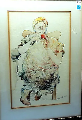 $1500 • Buy Original Seymour Rosenthal Painting - Woman Peeling An Apple - Mixed Media