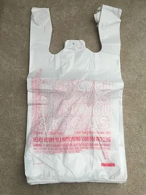 New 300ct Large 1/6 Thank You T-shirt Plastic Grocery Shopping Bags With Handle • $24