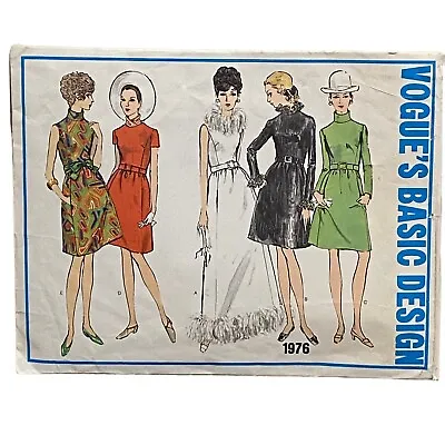Vogue’s Basic Design Pattern 1976 Misses One Piece Dress In 2 Lengths Sz 8 • $14.99