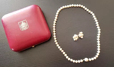 Vintage Majorica Pearl Necklace W/pearl Earrings • $39.95