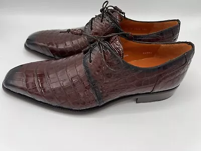 Mezlan Genuine Alligator Cognac Brown Derby Shoes Size US 11 MSRP $1395 • $749