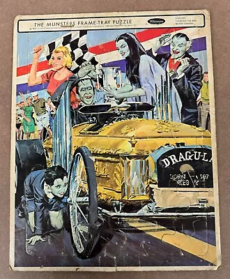 The MUNSTERS Vintage 1965 Frame Tray Puzzle Whitman # 4531  DRAGULA • $45.99