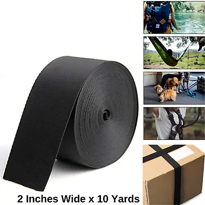 Webbing Strap Black Nylon 2 Inch 10 Yards For Bag Seat Belt Pet Collar Repair • $10.64