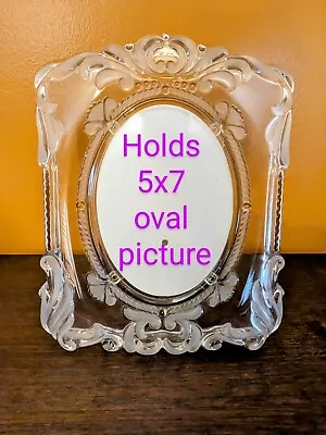 MIKASA Princess Lead Crystal Wedding Picture Frame 11 X 9 Holds Oval Photo 5 X 7 • $55