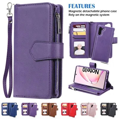 Removable Zipper Leather Wallet Case For Samsung Galaxy S24 S20   Plus  10 9 8 • $26.07