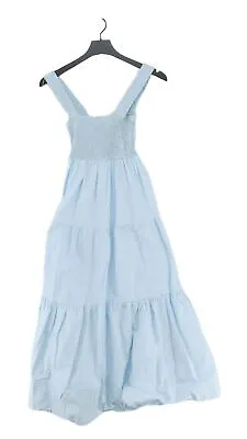 Zara Women's Maxi Dress XS Blue 100% Cotton Sleeveless Long Square Neck Maxi • £13.30