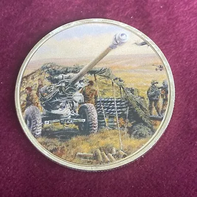 FALKLANDS WAR 45mm SILVER PLATED COLOURED PROOF MEDAL - “RAPIER BATTERIES” • £7.50