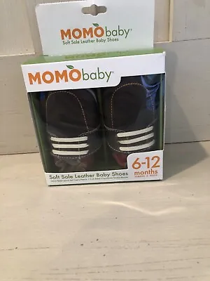 MOMO Infant Toddler Soft Sole Leather Baby Shoes 6-12mth Brown Boat Booties NIB • $17.99