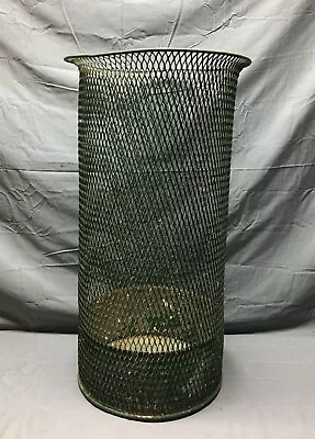 Vintage Large Metal NEMCO Wire Trash Can Diamond Mesh Pattern Green Old 827-22B • $350