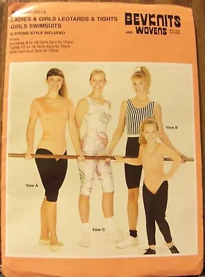 Bevknits Vintage Sewing Pattern 8001A Leotards Tights Swinsuit Ladies Girls • $12.95