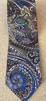 BRIONI 60 X 3.75 Vintage Multicolor Paisley Floral HAND MADE Silk Made In Italy • $29.99