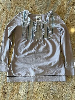 Miss Me Women's Long Sleeve Blouse Gray Ruffle Size Small • $9.99