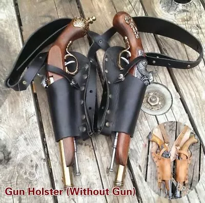 Pirate Leather Double Flintlock Gun Shoulder Cosplay Holster Steampunk Universal • $31.67