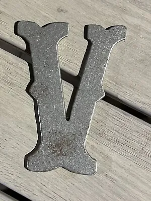Cast Iron Western Letter V Sign Rustic 4” Tall Alphabet • $6.49