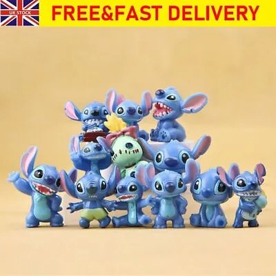 Lilo And Stitch Model 12Pcs/Pack Action Figure Cake Topper Doll Kid Gift • £5.98