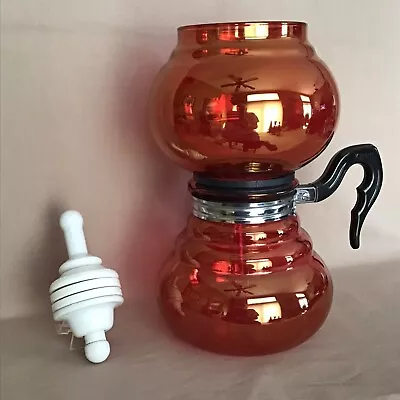 VINTAGE 1940’s KENT IRIDESCENT RED GLASS VACUUM COFFEE MAKER POT W/ TIMER FILTER • $69.95