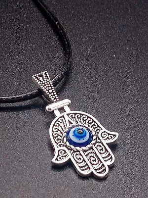 Hamsa Evil Eye Pendant Necklace 18  Protection Hand Of Fatima Femininity  • £3.95