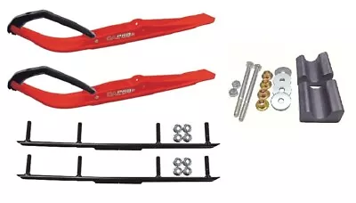 C&A Pro Red Razor Snowmobile Skis W/ 4  Round Bars Complete Kit • $359.92