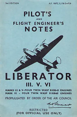 86 Page 1944 RAF B-24 Liberator III V VI Pilot's Engineer's & Notes Manual On CD • $24.99