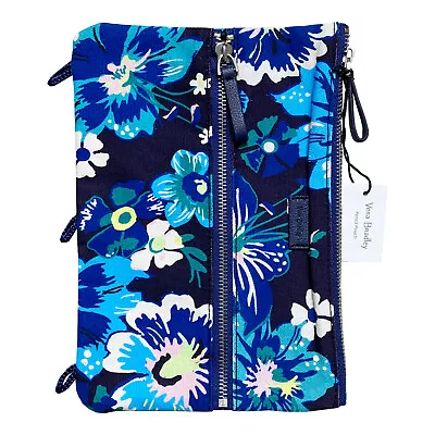 Vera Bradley Floral Canvas Pencil Pouch Tech Case Travel Moonlight Garden Blue • $24.95