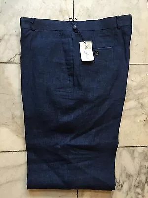 $39.99 • Buy NWT Palm Beach Mens Navy Blue Linen Dress Pant Regular Flat Front Size 36/32
