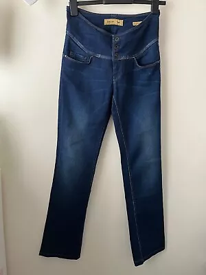 Salsa Jeans Size 10 Blue Denim Sculpture Mid Rise Stretch Straight Sexy Modern • £20