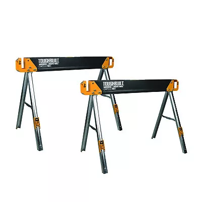 2 PACK TOUGHBUILT™ Heavy Duty Steel 1000kg Folding Sawhorse Saw Horse Work Table • $229