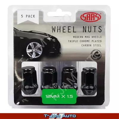 SAAS Wheel Nuts Flat 12x1.5 Blk 35mm 1x5PK For Toyota Supra Pre 1985 • $22.95