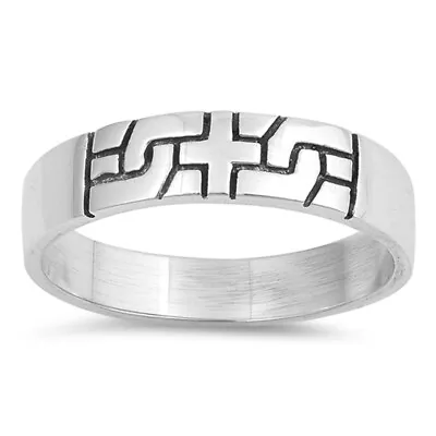 Cross Celtic Puzzle Etched Knot Ring New .925 Sterling Silver Band Sizes 5-10 • $14.19