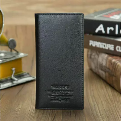 Men's Bifold Leather Pocket Credit Card Holder Purse Suit Long Wallet Checkbook • $9.99