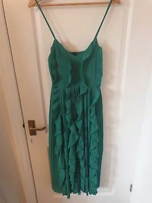 Green H&m Pleated Dress Size 8 • £24