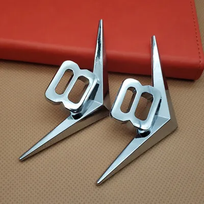 2Pcs Metal Chrome Silver V8 Engine Vintage Auto Badge Rear Trunk Emblem Sticker • $9.99