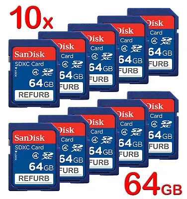 Lot 10x SanDisk 64GB SD SDXC Class 4 Flash Memory Camera Card 64 GB SDSDB-064G • $49.99