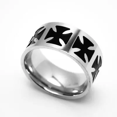 Unisex Wedding Band Stainless Steel Iron Cross Comfort Fit 50 • $18.99