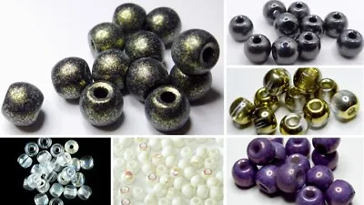 8mm Czech Pressed Glass Round Large Hole Spacer Beads - Hole:2mm • £1.99