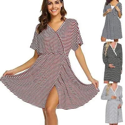 £15.83 • Buy Womens Pregnancy Maternity Pajamas Nightdress Breastfeeding Nursing Wrap Dress