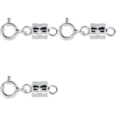 3 - NEW SOLID .925 Sterling Silver Barrel Magnetic Converter Necklace Clasp • $21.90