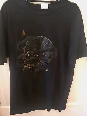 ZARA NWT Black Tee Shirt With Skull And Snake  Size Large • $21.95