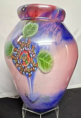 Murano Italian Millefiori Cane Layered Cased Art Glass Vase Rare 8.5  • $180