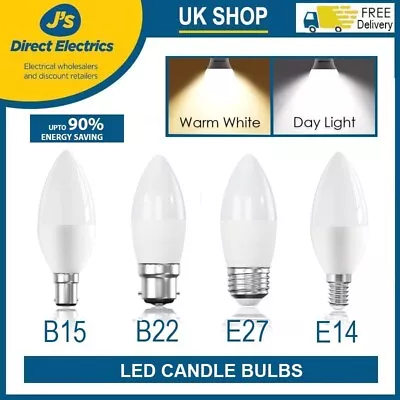 LED Candle Bulb 4.9W=40Watt Bulbs Warm White Daylight White B22 B15 E27 E14 Lamp • £0.99