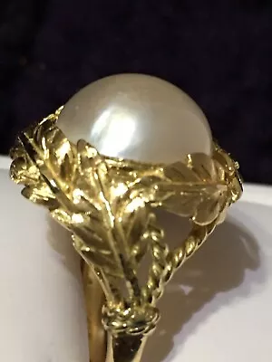 MABE PEARL Ring  18 Karat Yellow Gold Ring Leaves • $1275