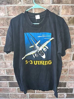 Vintage 1987 S-3 Viking Military Plane Graphic TShirt Double Sided Single Stitch • $39.99