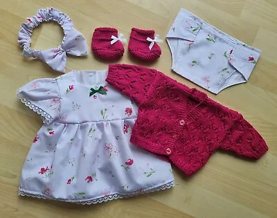 £13.99 • Buy Baby Annabell /Luvabella 17 To 19 Inch Dolls 5 Pce Cerise Floral Dress Set (40)