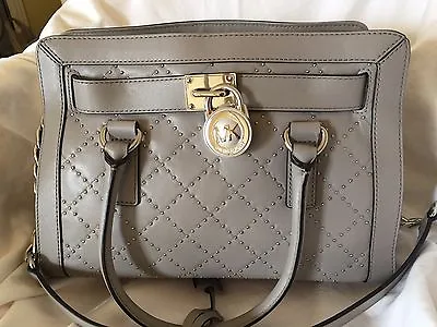 NWT MICHAEL Michael Kors Hamilton Micro Stud East West Satchel - Pearl Grey $398 • $189.99