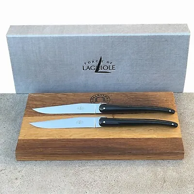 Forge De Laguiole Steak Knife Table Knife Set Wilmotte Handle: Acrylic Black • £170.50