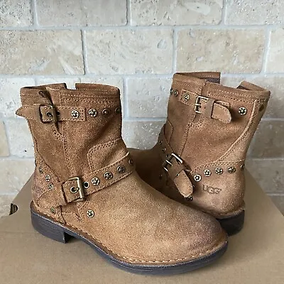 UGG Australia Fabrizia Chestnut Suede Western Ankle Booties Boots Size 5 Women • $59.49