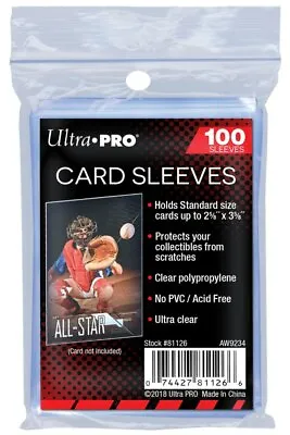 Ultra Pro Soft Trading Card Sleeves Deck Protectors Packs 100 Standard Sized • £2.55